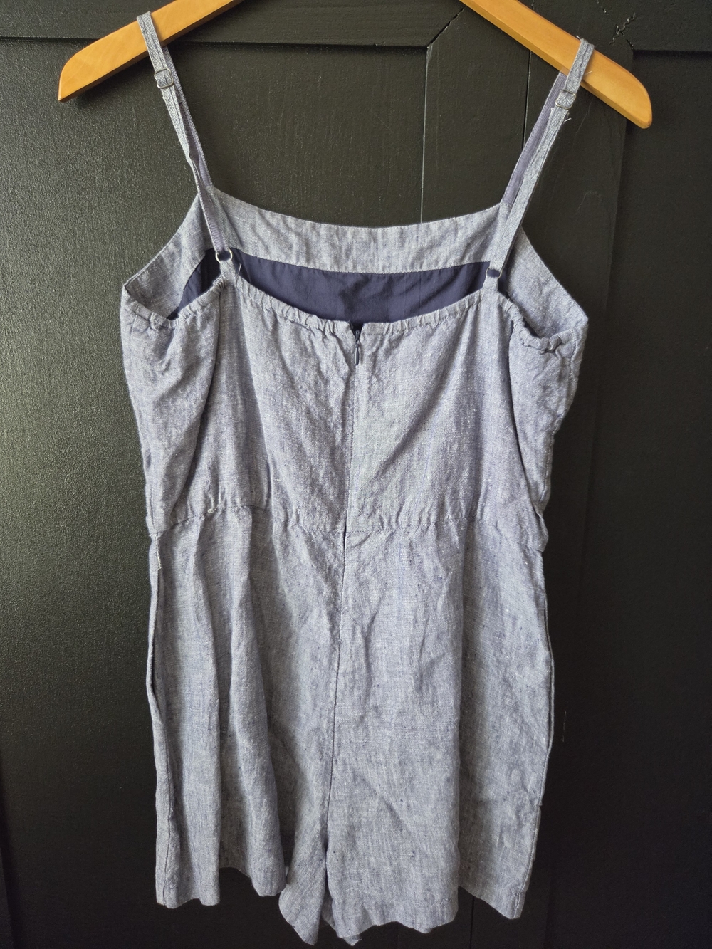 Cynthia Rowley Women's Blue Linen Spaghetti-Strap Romper ~ Size 6 - Picture 5 of 10